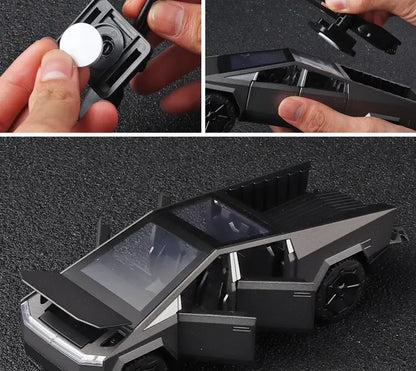 1:32 Cybertruck Diecast Toy Truck for Boys – Silver Pickup with Sound & Light, Metal Model Car for Kids Age 3+