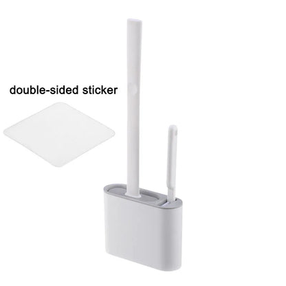 Wall-Mounted Toilet Brush with Holder – Long Handled Silicone Soft Bristles for Bathroom WC Cleaning