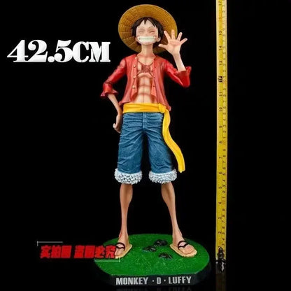 One Piece 42.5cm Straw Hat Monkey D. Luffy Figure – 1/4 Scale Large Smiley Anime Statue, Decorative Doll Toy Gift