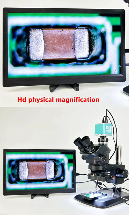 3.5-200X Simul-Focal Stereo Trinocular Microscope Set – 4K/2K/1080P HDMI VGA USB Camera, Clamp & Folding Extension Base