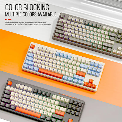 M87 Wireless 87-Key Dual Mode Bluetooth RGB Gaming Keyboard with PBT Keycaps and Rainbow Light