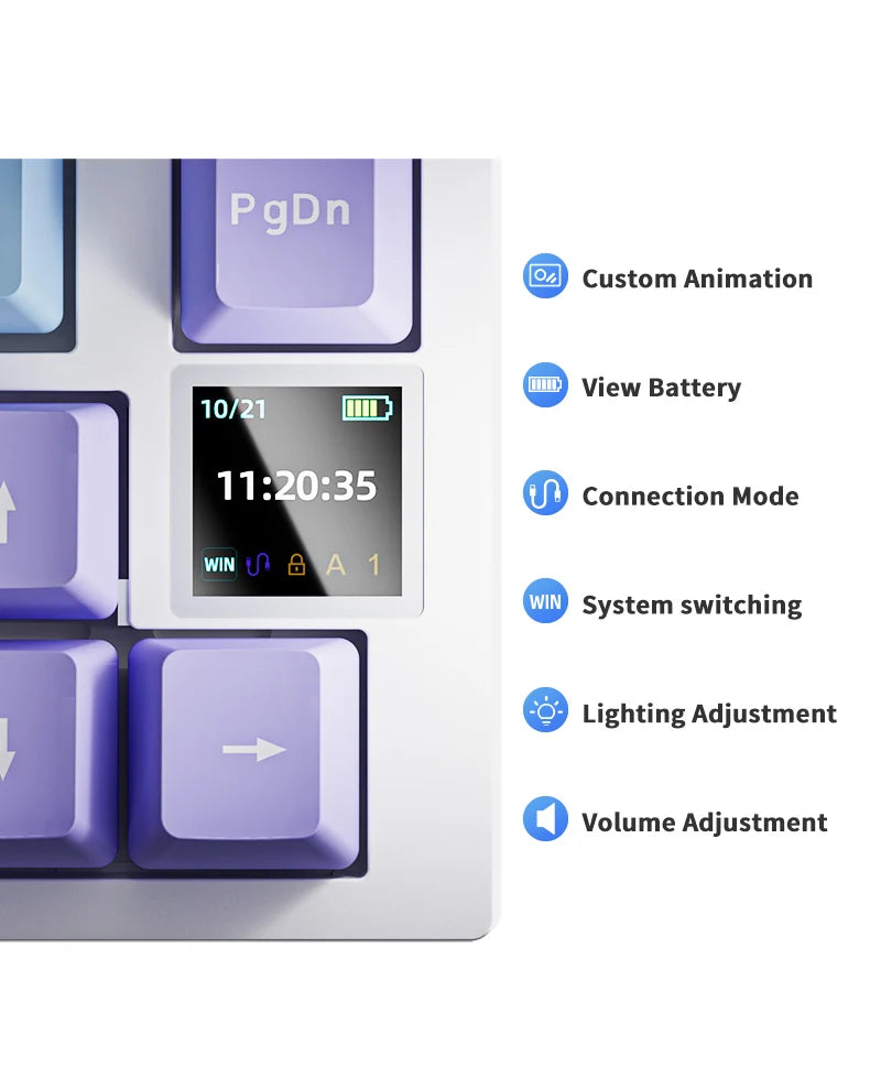AJAZZ AK820/AK820 Pro Mechanical Gaming Keyboard – TFT Screen, Multifunction Knob, Wired/2.4G/Bluetooth Connectivity for PC