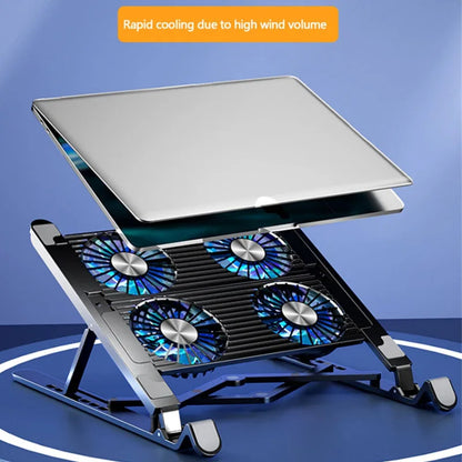 New Foldable Laptop Cooler Base Stand - Portable Cooling Pad with 4 Fans, Adjustable for 13-17.3 Inch Notebooks