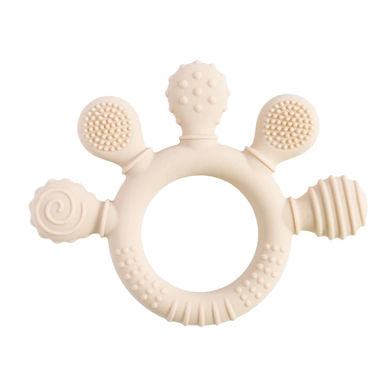 Baby Silicone Teether Toy - BPA Free Dental Chew Ring Bracelet for Infant Teething Relief and Kids Gift