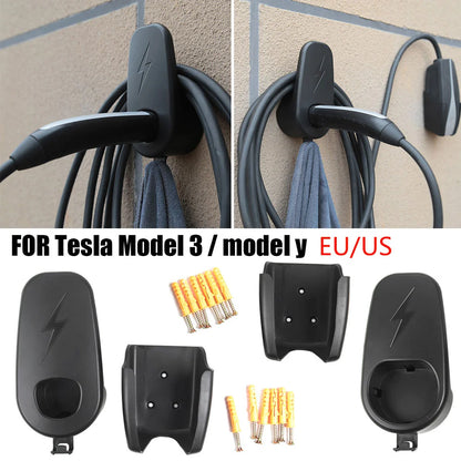 Vehicle Charger Control Holder with Chassis Bracket - Wall Stand for Tesla Model 3/Y, Charger Cable Organizer