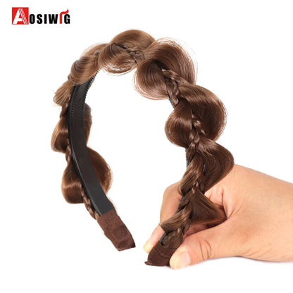Synthetic Fishbone Braided Headband – Bohemian Plaited Hairpiece for Women Hairstyling