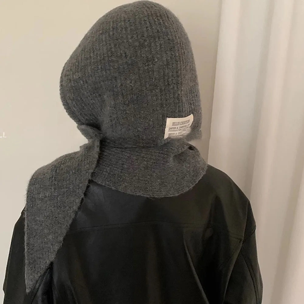 Y2K Balaclava Beanie Hat & Scarf – Thick Knit One-Piece Winter Neck Warmer Retro Style