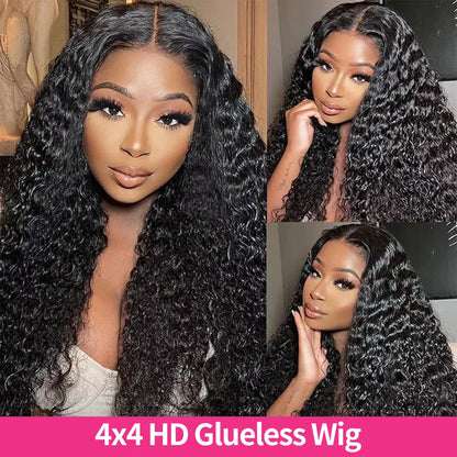 Water Wave Glueless Human Hair Wig – 13x6 HD Frontal, 250% Deep Wave Lace Front & 7x5 HD Lace Closure Wig Sale