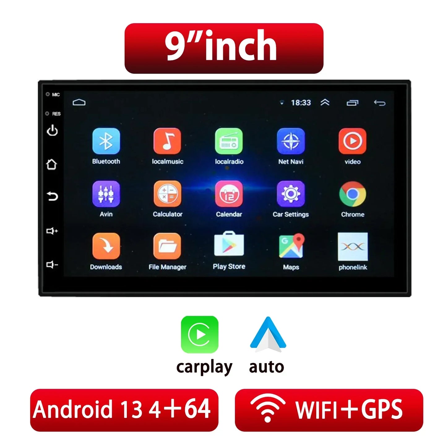 ESSGOO 2DIN Car Radio – Wireless CarPlay Android Auto GPS Navigator MP5 Player with 7"/9" Glass Touchscreen, Wi-Fi, FM & Bluetooth Car Stereo