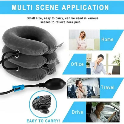 Inflatable Neck Support Cushion - Air Cervical Traction Device for Pain and Stress Relief, Comfortable Massage Neck Pillow