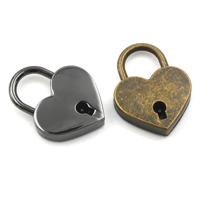 30x39mm Antique Heart-Shaped Padlock – Vintage Pink Romantic Key Lock for Diaries, Weddings, and Jewelry