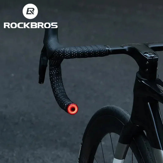 ROCKBROS Bicycle Handlebar End Lights – IPX6 Waterproof Rear Bike Lamp with 5 Modes & Brake Sensor