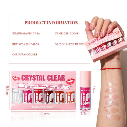 MAGIC CASA 6pcs Hydrating Jelly Lip Oil Set – Long-Lasting Moisturizing & Shimmering Liquid Lip Hydration