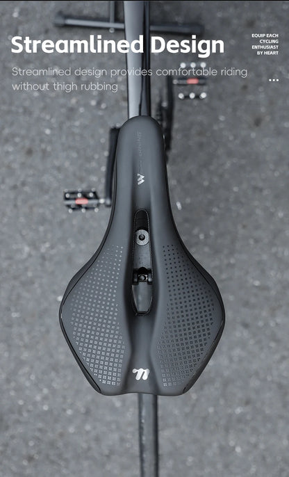 WEST BIKING Bicycle Saddle — Comfortable Hollow PU Leather Bike Seat | Wear-Resistant Road Cycling Cushion