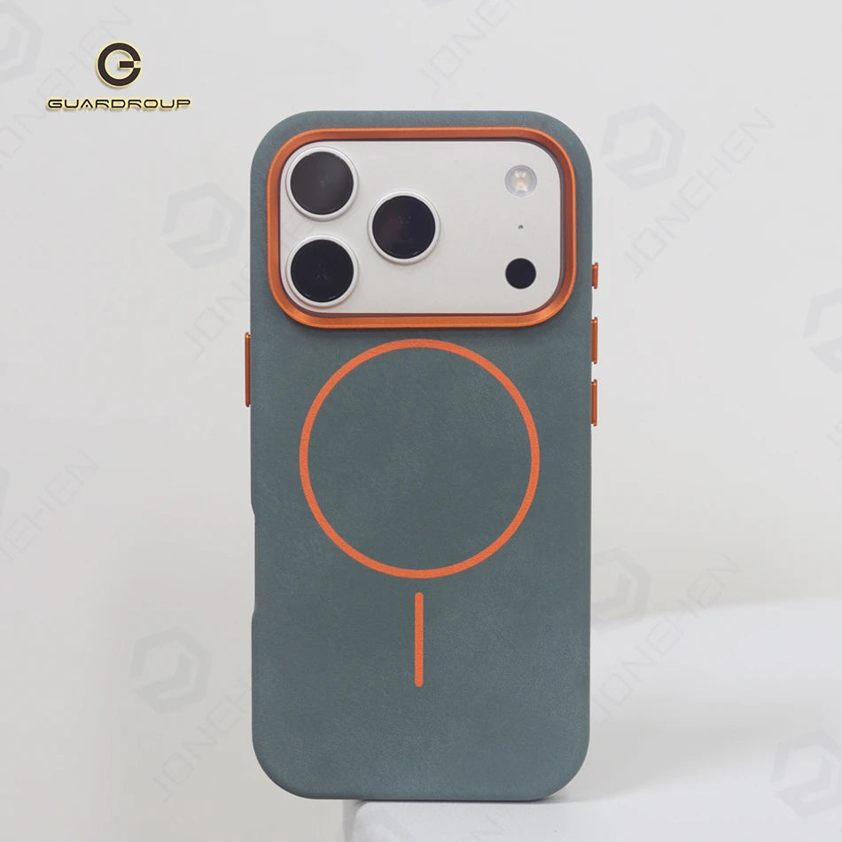 Business Matte Leather MagSafe Case - Magnetic Alloy Lens Cover for iPhone 13, 14, 15, 16 & 17 Air/Pro Max