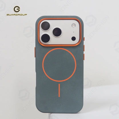 Business Matte Leather MagSafe Case - Magnetic Alloy Lens Cover for iPhone 13, 14, 15, 16 & 17 Air/Pro Max