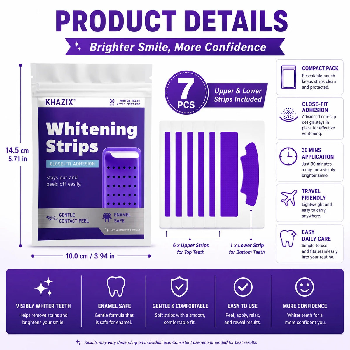 7-Piece Dental Care Strips - Daily Oral Hygiene Patches for Mouth Cleaning and Fresh Breath