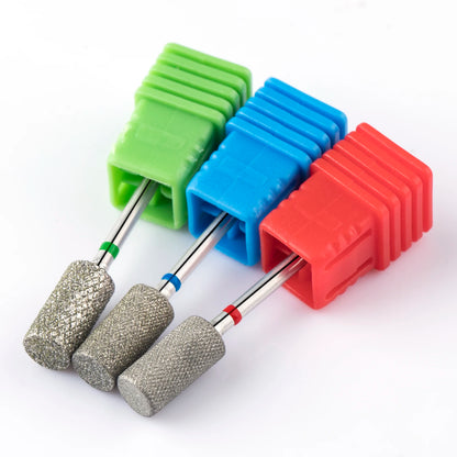 BNG Diamond Nail Sanding Drill Bits - Cross Teeth Barrel Rotary Cuticle Clean Burr, 3/32" Manicure Bit for Nail Accessories