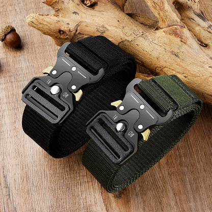 Army Outdoor Hunting Tactical Belt: Multi-Function Combat Survival Marine Corps Canvas Nylon for Men - High-Quality Luxury Male Gear