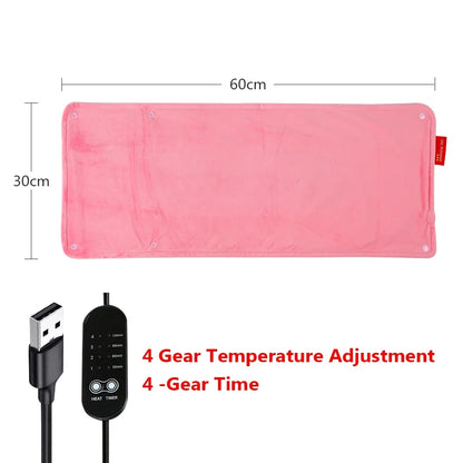 Graphene Electric Blanket & Heated Chair Cushion – USB Powered Insulation with 4-Speed Heating & Timer for Office & Car