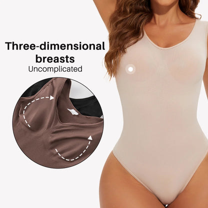 Women’s Seamless Shapewear Bodysuit – Thong Body Shaper with Wide Shoulder Straps for Sculpting & Slimming