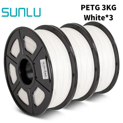 SUNLU PETG 3D Printer Filament 1.75mm ±0.02mm – 3 Rolls 1KG Each, Neatly Wound Vacuum-Sealed Printing Material