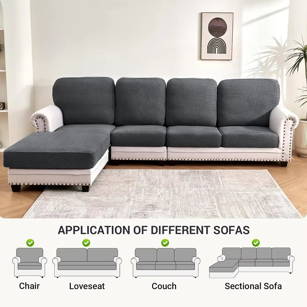 Thick Jacquard Elastic Sofa Seat Cover – Anti-Dust Removable Couch Cushion Protector Slipcover