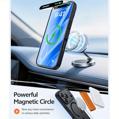 iPhone MagSafe Matte Case - Magnetic Wireless Charging & Camera Lens Protection for iPhone 12-17 Series