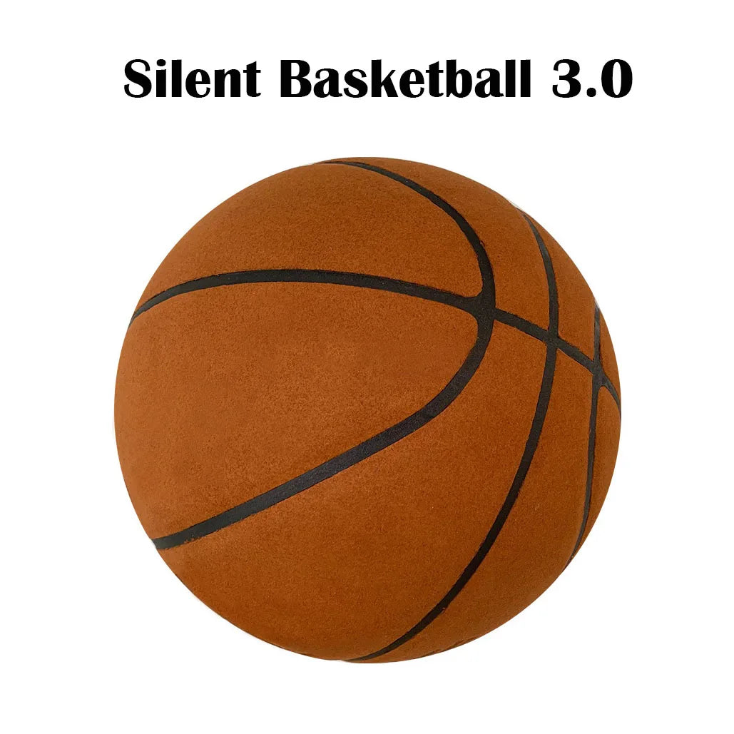 Silent Indoor Basketball – Airless Foam Dribbling Ball, Size 7/6/5 with Grooved Quiet Training Design
