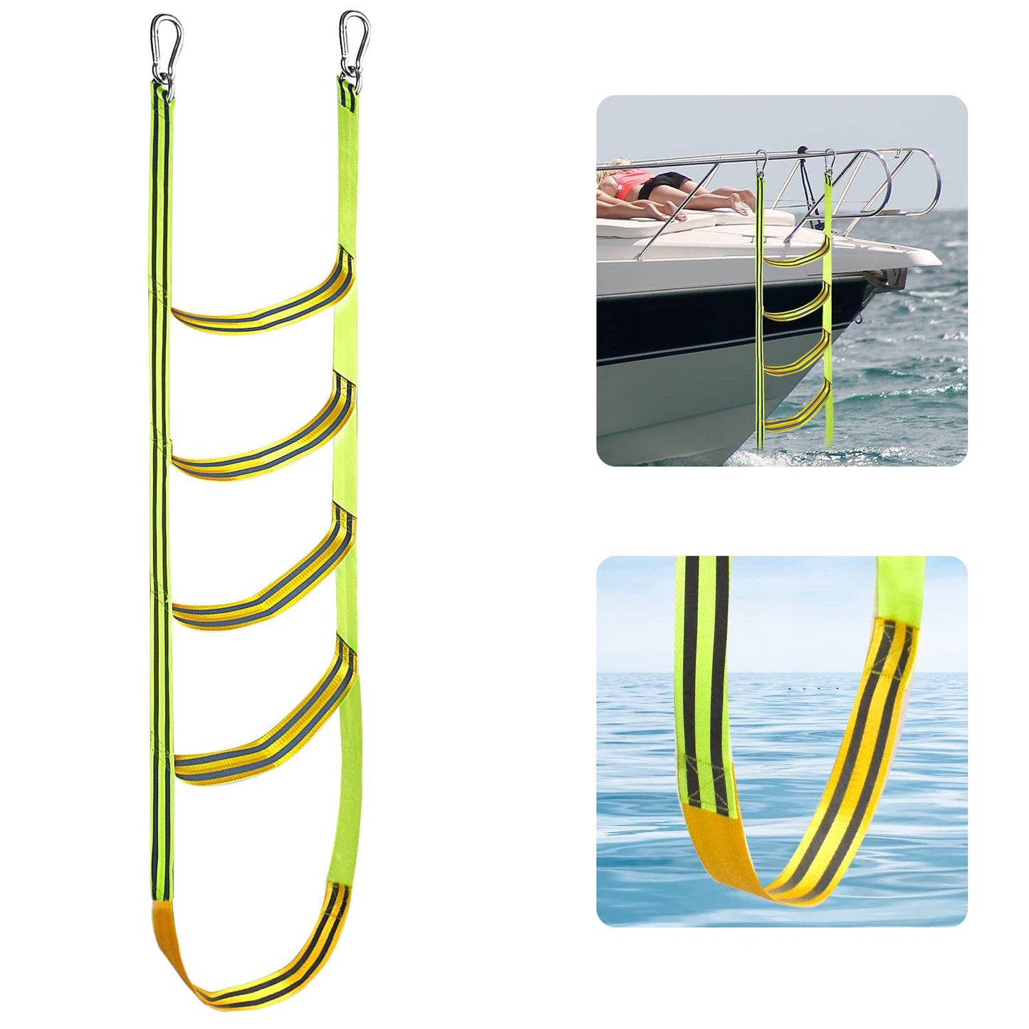 Portable Boat Ladder – Reusable Nylon Rope Ladder for Auxiliary Boarding, 3/4/5 Steps