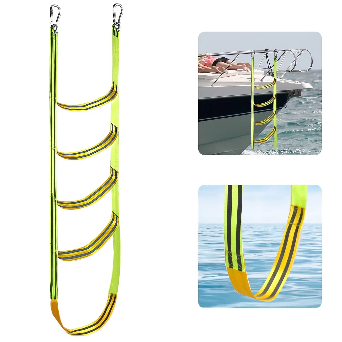 Portable Boat Ladder – Reusable Nylon Rope Ladder for Auxiliary Boarding, 3/4/5 Steps