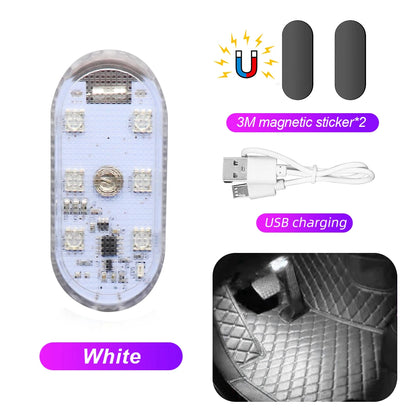 Multicolor Wireless LED Car Interior Light - USB Rechargeable Touch Sensor Roof and Reading Lamp