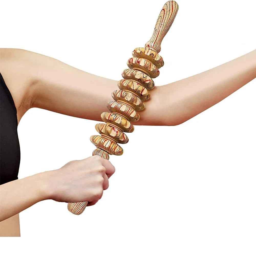 Curved Wooden Cellulite Roller – Body Shaping Massage Tool for Stomach & Lymphatic Drainage Therapy