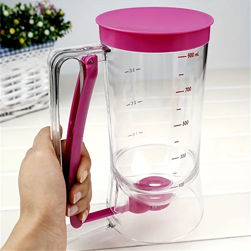Handheld 900ml Batter Dispenser with Graduated Funnel - Perfect for Pancakes, Cupcakes, and Cakes (1 Piece)