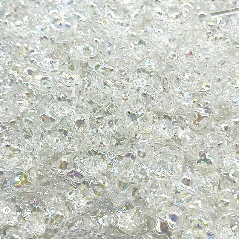 50pcs 7x13mm Gradient Acrylic Bellflower Beads - Flower Caps, Spacer Beads & Charms for DIY Jewelry Making