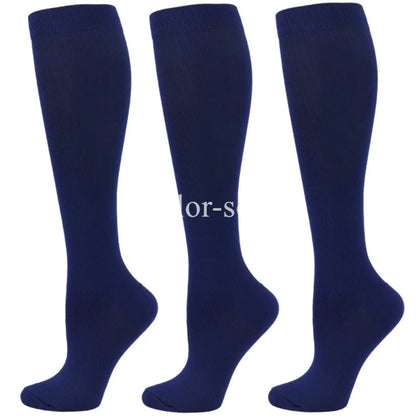 3 Pairs Knee High Compression Socks – Anti-Fatigue Support Stockings for Varicose Veins, Pain Relief & Sports Recovery (Men & Women)