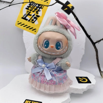 17cm Labubu POP MART Blind Box Doll Clothes – Cute Princess Dress with Suspenders Skirt (Clothes Only)