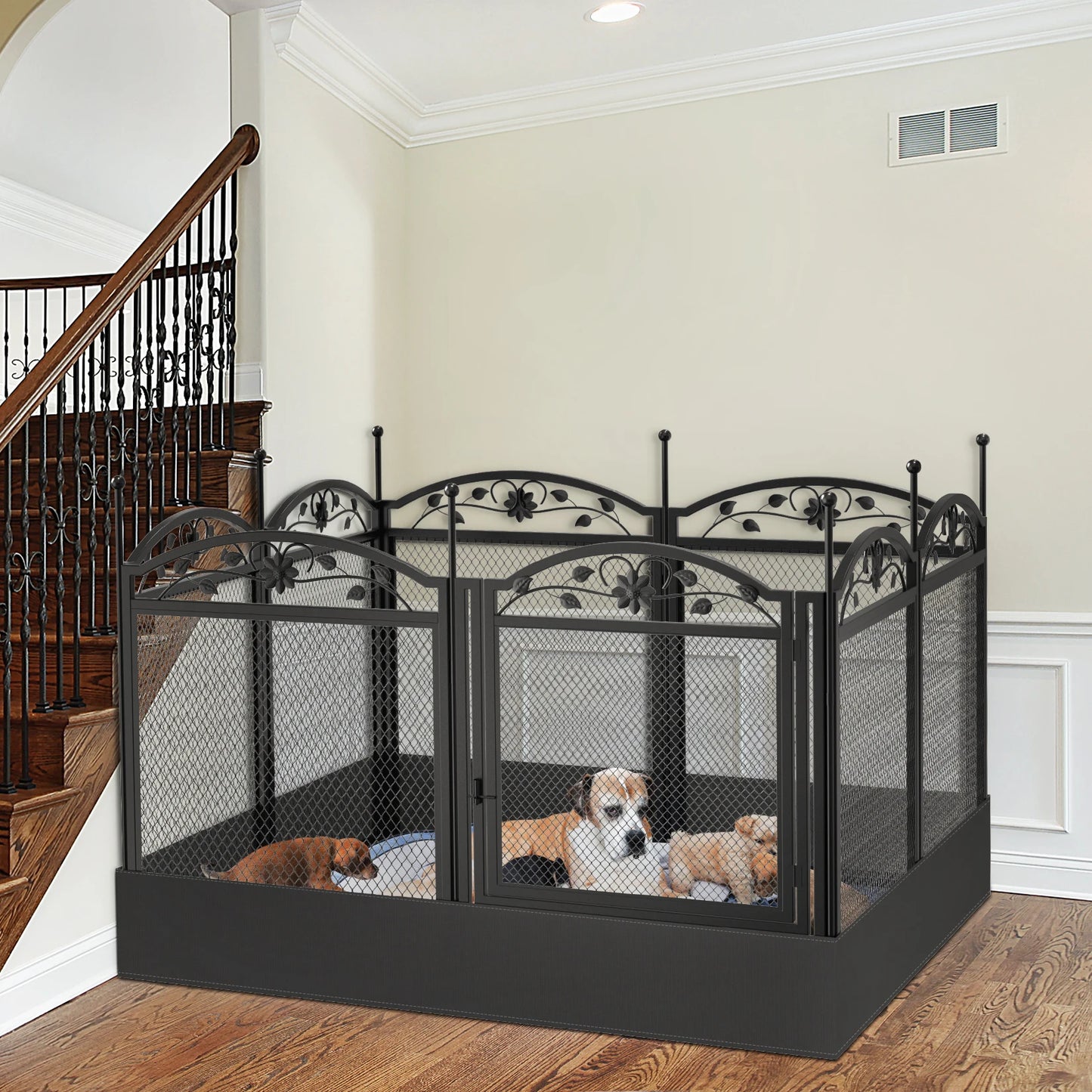 8-Panel DIY Heavy Duty Dog Playpen – Indoor & Outdoor Metal Puppy Fence with Waterproof Pad for Whelping and Training