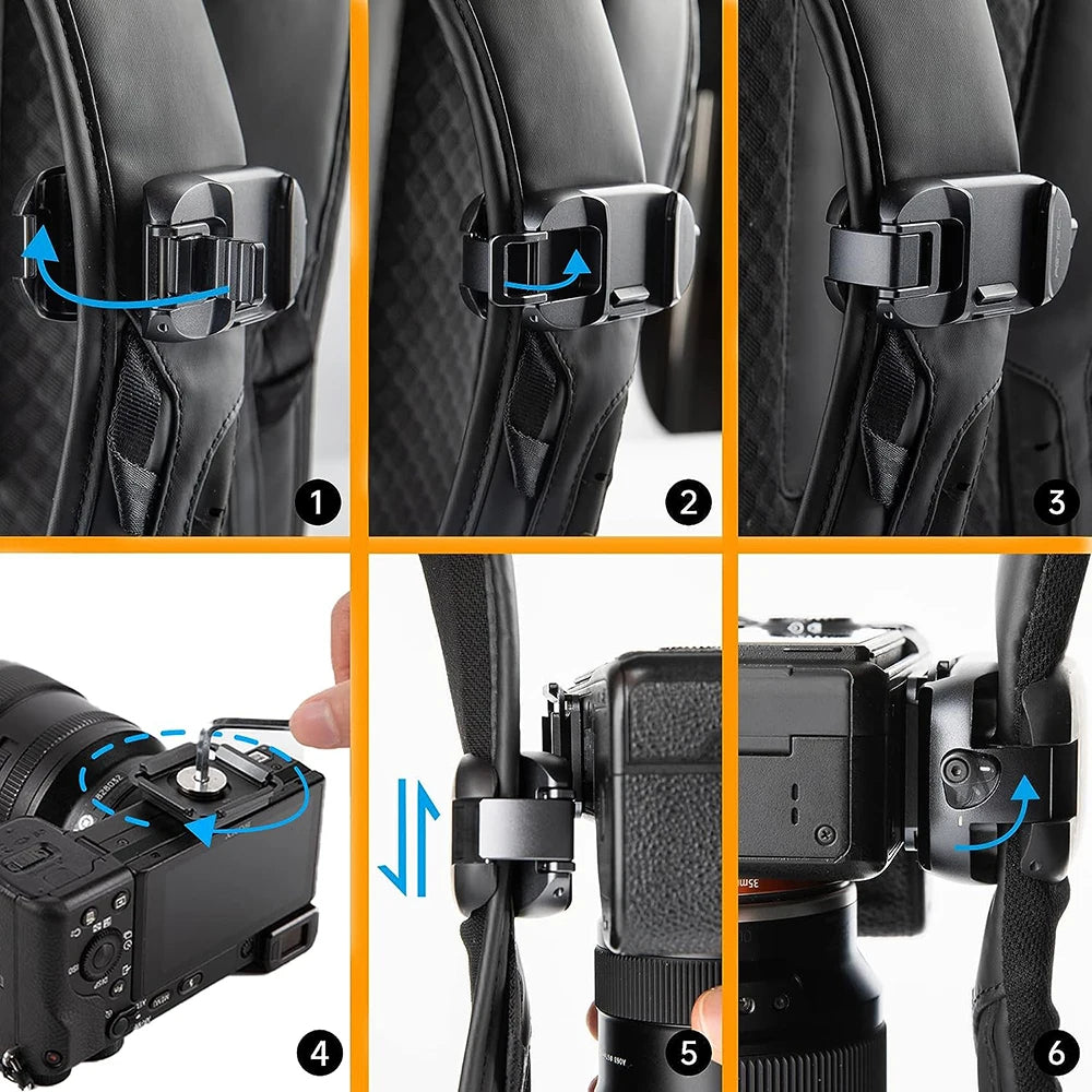 PGYTECH Beetle Camera Clip with Plate — Quick Release System for Sony, Nikon, DSLR & Action Cameras with Backpack Strap Mount