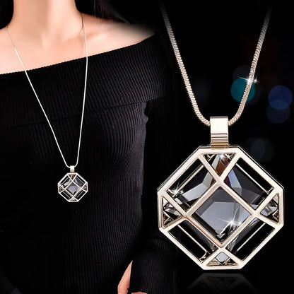 Opal Tulip Long Sweater Necklace – Elegant Floral Pendant Chain for Women Autumn Winter Fashion Accessories