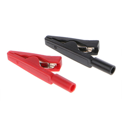 2Pcs Insulated Alligator Clips - 2mm Banana Female Adapter Test Leads for Multimeter and Battery Testing