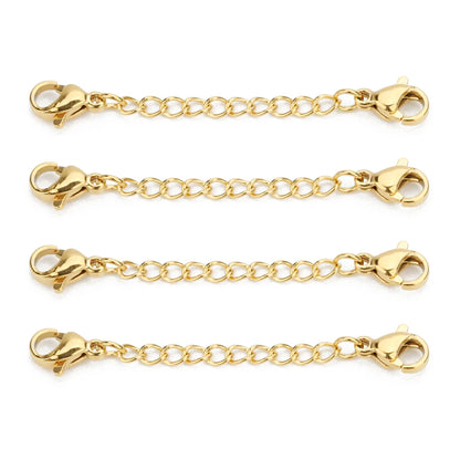 Louleur 5PCS Stainless Steel Necklace Extender Chains – Lobster Clasp Extension Tail Chains for DIY Bracelets & Jewelry