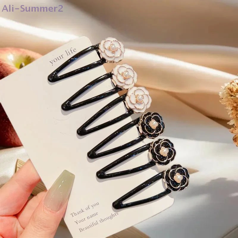 Elegant Camellia Hair Clips - 2/6PCS Floral Barrettes for Side Bangs & Stylish Hairstyles