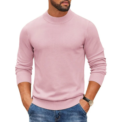Men's Mock Turtleneck Ribbed Sweater - Heavyweight Slim Fit Warm Knit Pullover Casual Streetwear Top