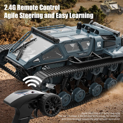 JJRC C8812 LED Tracked Tank RC Car — Full-Scale Simulation Model, Drift Remote Control Off-Road Vehicle Toy for Boys Gift