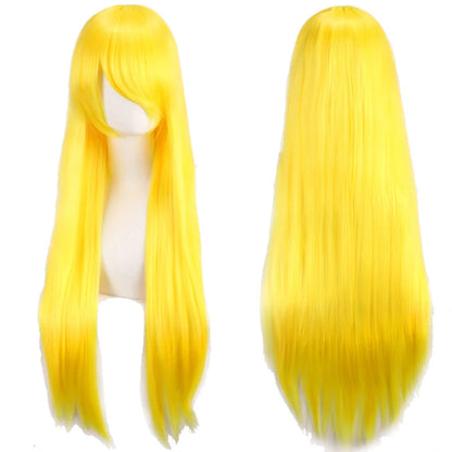 80cm Long Cosplay Wig - Synthetic Straight Hair with Bangs for Lolita Anime Costume Party Styling