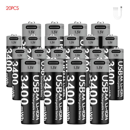 MATOV USB Rechargeable Li-ion AA 3400mWh & AAA 1100mWh 1.5V Batteries Pack