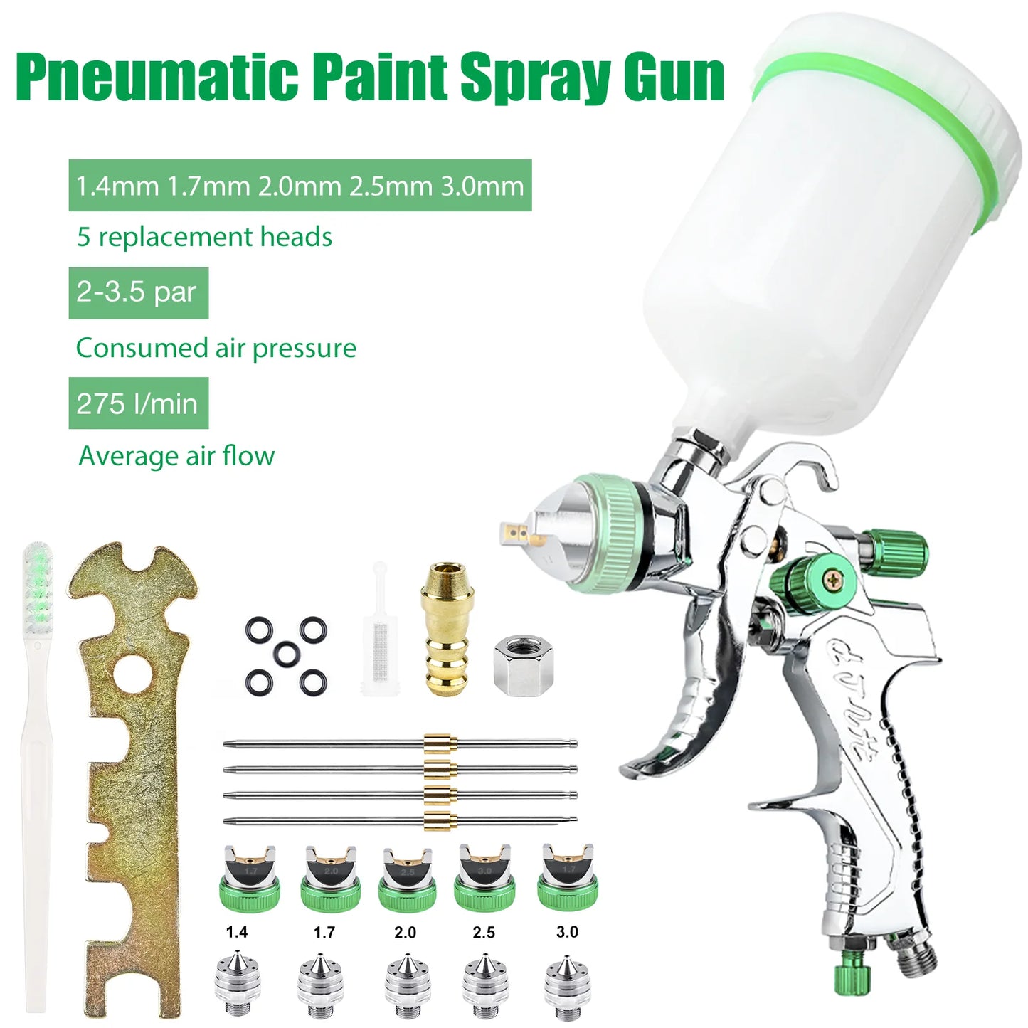 Cordless HVLP Spray Gun 1.4-3.0mm Adjustable High Atomization Gravity Sprayer Pneumatic Tool