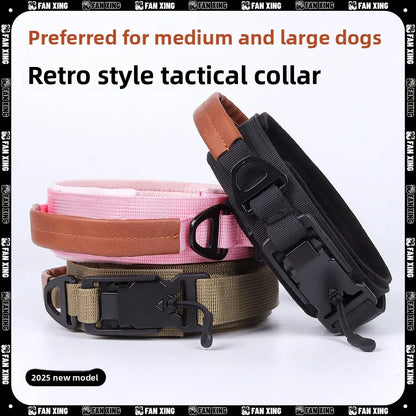 Tactical Dog Collar - Adjustable Anti-Pull Pet Collar with Handle for Medium and Large Dogs