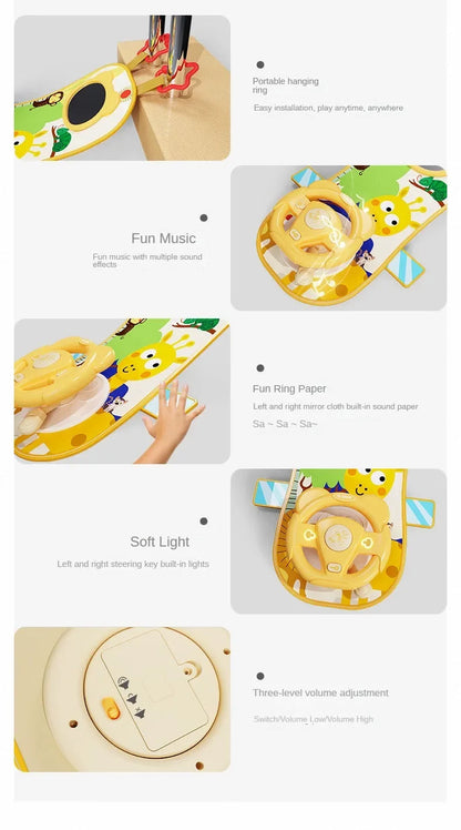 Kids Electric Copilot Steering Wheel Toy – Musical Simulated Driving Car Seat Educational Sound Toy